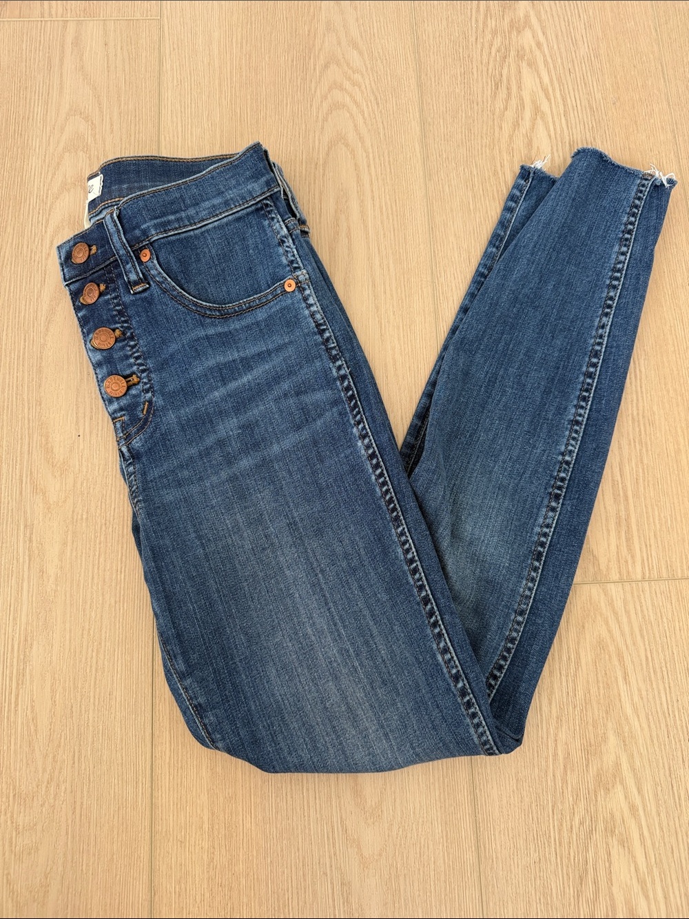 Madewell High-Rise Button-Fly Dark Blue Skinny Jeans